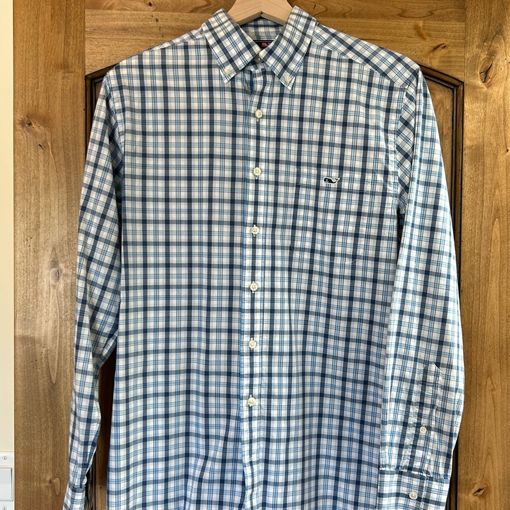 Vineyard Vines Men’s Button Down Shirt Blue Plaid
